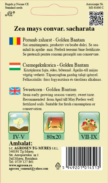 Porumb zaharat - Golden Bantam