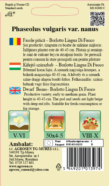 Fasole pitică - Borlotto Lingua Di Fuoco