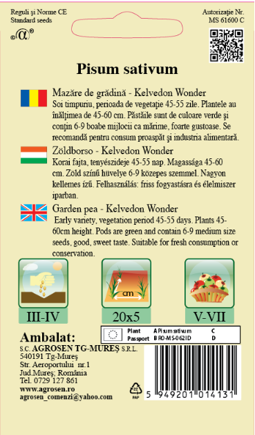 Mazăre de grădină - Kelvedon Wonder