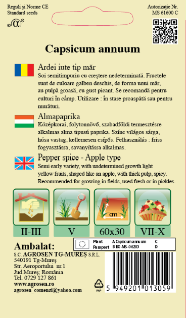 Ardei iute tip măr - Alma Picante