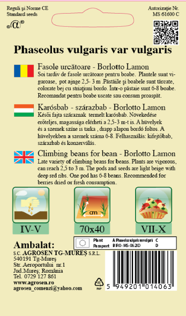 Fasole urcătoare - Borlotto Lamon