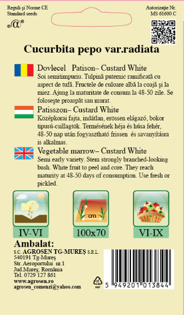 Dovlecel Patison - Custard White