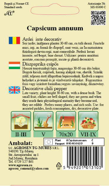 Ardei iute decorativ-Clopoţei