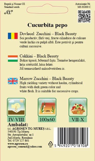 Dovlecel Zucchini - Black Beauty