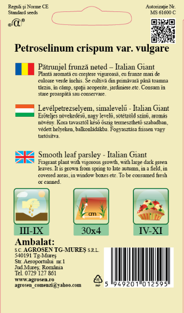 Pătrunjel frunză neted - Italian Giant