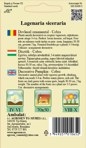 Dovlecel ornamental - Cobra
