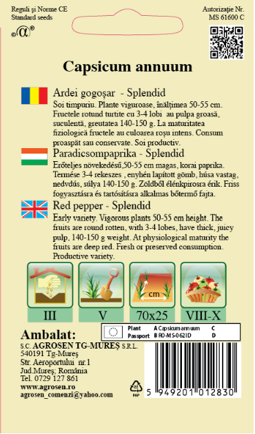 Ardei gogoşar - Splendid
