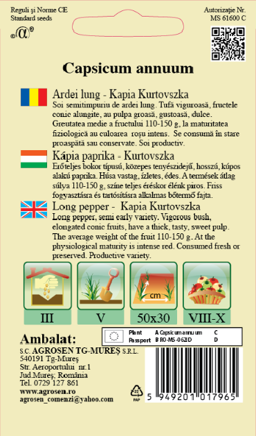 Ardei lung-Kapia Kurtovszka