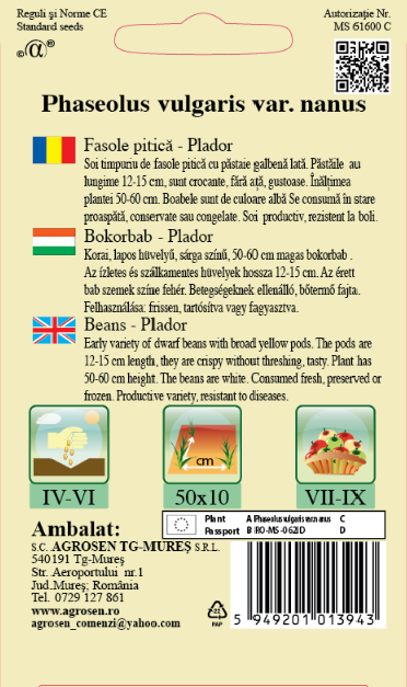 Fasole pitică-Plador