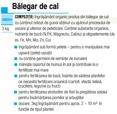 Ing.organic - Bălegar de cal - AGROCS
