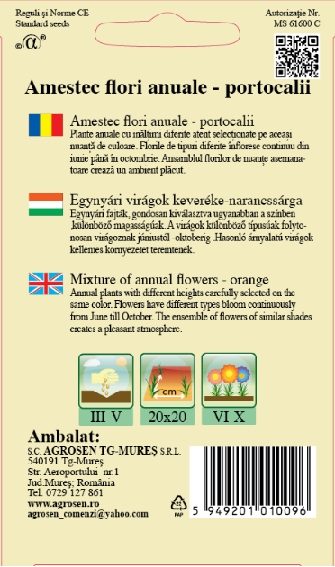 Amestec de Flori Anuale Portocalii